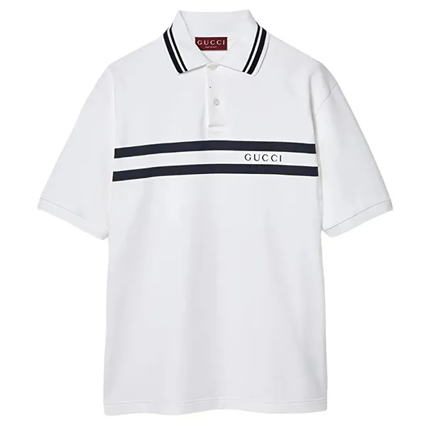 Áo Polo Nam Gucci Cotton Piquet Polo Shirt 788016 XJGJX 9081 Màu Trắng Size XS
