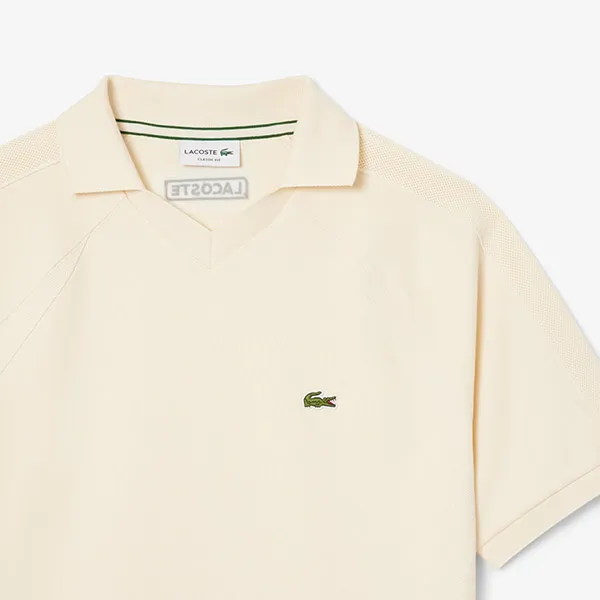 Áo Polo Nam Lacoste Classic Fit Piqué Panel DH2123 XFJ Màu Be Nhạt Size 4