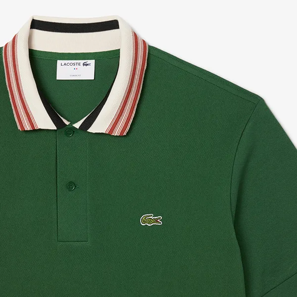 Áo Polo Nam Lacoste Classic Fit With Striped Collar PH5421 - 132 Màu Xanh Lá Size 4