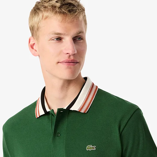 Áo Polo Nam Lacoste Classic Fit With Striped Collar PH5421 - 132 Màu Xanh Lá Size 4