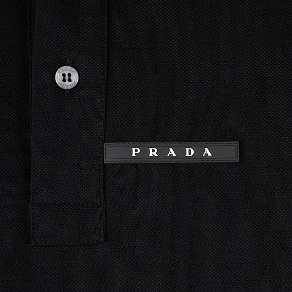Áo Polo Nam Prada Logo Patch Neckline In Black SJN256 18NV F0AA9 Màu Đen Size S