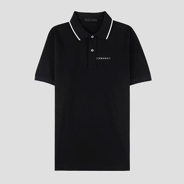 Áo Polo Nam Prada Logo Patch Neckline In Black SJN256 18NV F0AA9 Màu Đen Size S