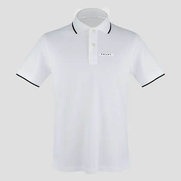 Áo Polo Nam Prada Logo Patch Neckline In White SJN256 18NV F0BA1 Màu Trắng Size S