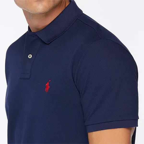 Áo Polo Nam Ralph Lauren Slim Fit 710795080007-BLUE Màu Xanh Blue Size S