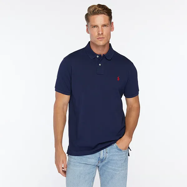Áo Polo Nam Ralph Lauren Slim Fit 710795080007-BLUE Màu Xanh Blue Size S