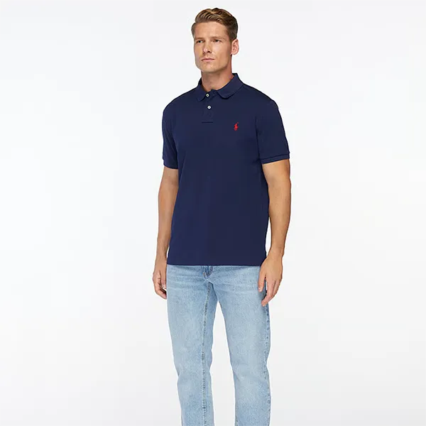 Áo Polo Nam Ralph Lauren Slim Fit 710795080007-BLUE Màu Xanh Blue Size S