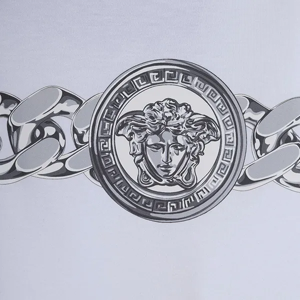 Áo Polo Nam Versace White Logo Medusa Printed With Half-zip 1024043 1A17513 2W4F0 Màu Trắng Size XS