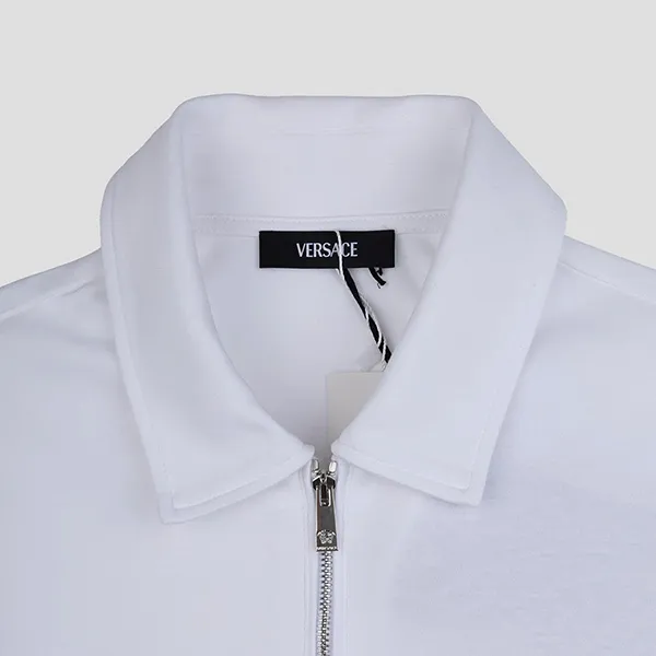 Áo Polo Nam Versace White Logo Medusa Printed With Half-zip 1024043 1A17513 2W4F0 Màu Trắng Size XS