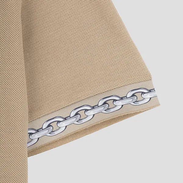 Áo Polo Nam Versace With Chain Pattern And Medusa Collar In Beige 1023085 1A172061 2NJ40 Màu Be Size XS