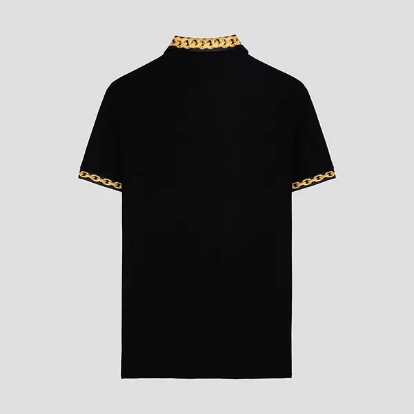Áo Polo Nam Versace With Chain Pattern And Medusa Collar In Black 1023085 1A17061 2B130 Màu Đen Size M