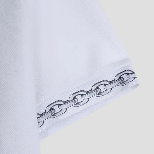 Áo Polo Nam Versace With Chain Pattern And Medusa Collar In White 1023085 1A17061 2W4F0 Màu Trắng Size XS