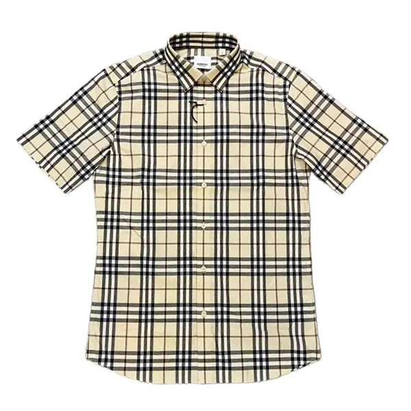 Áo Sơ Mi Cộc Tay Nam Burberry Check Kẻ Màu Beige Size S