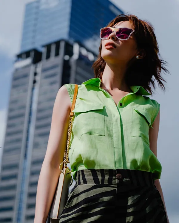 Áo Sơ Mi Kiểu Không Tay Nữ F2 Fashion & Freedom Linen Hương Mùa Hè AK377-XC-S-0422 Màu Xanh Cốm Size S