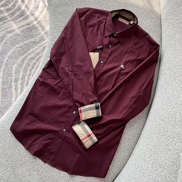 Áo Sơ Mi Nam Burberry 80362901003 Màu Đỏ Đô Size XS