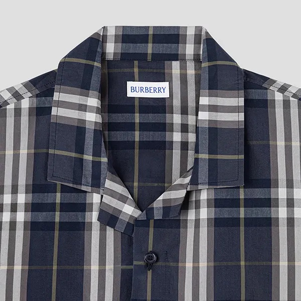 Áo Sơ Mi Nam Burberry Camisa En Algodón Check In Black 8121624 Phối Màu Size S