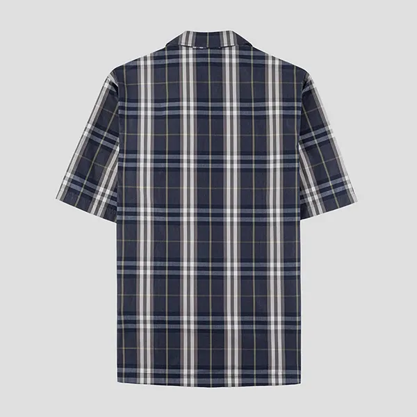 Áo Sơ Mi Nam Burberry Camisa En Algodón Check In Black 8121624 Phối Màu Size S