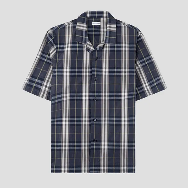 Áo Sơ Mi Nam Burberry Camisa En Algodón Check In Black 8121624 Phối Màu Size S