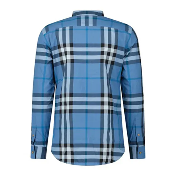 Áo Sơ Mi Nam Burberry Claverdon Check Shirt In Blue Jade Màu Xanh Blue Size S