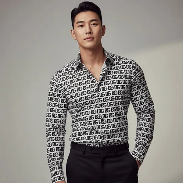 Áo Sơ Mi Nam Dolce & Gabbana D&G Logo Printed G5MO0T FSEH7 Màu Trắng Đen Size 39