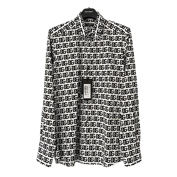 Áo Sơ Mi Nam Dolce & Gabbana D&G Logo Printed G5MO0T FSEH7 Màu Trắng Đen Size 39