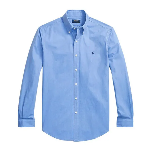 Áo Sơ Mi Nam Ralph Lauren Custom Fit Poplin Pony Shirt 710928255003 Màu Xanh Blue Size S