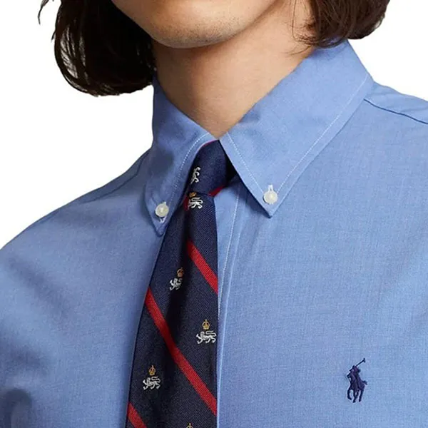 Áo Sơ Mi Nam Ralph Lauren Custom Fit Poplin Pony Shirt 710928255003 Màu Xanh Blue Size S