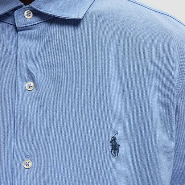Áo Sơ Mi Nam Ralph Lauren Featherweight Piqué Shirt Blue 710A12399001 Màu Xanh Blue Size S