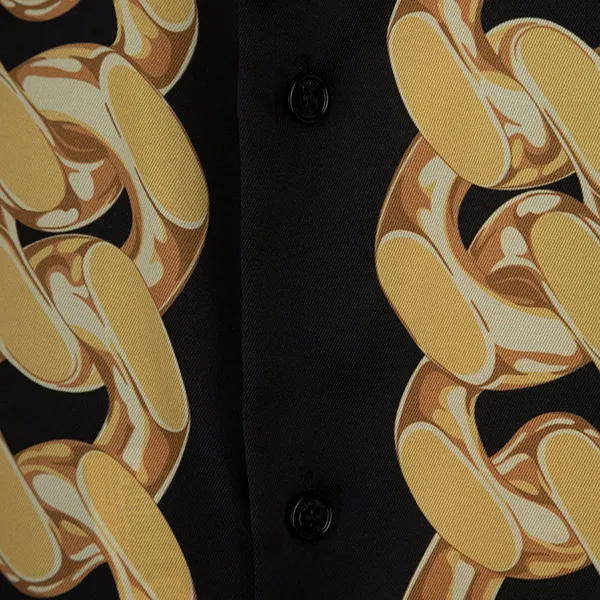 Áo Sơ Mi Nam Versace Chain Pinstripe Cotton Poplin In Black 1008274 1A17431 5B000 Màu Vàng Đen Size 44