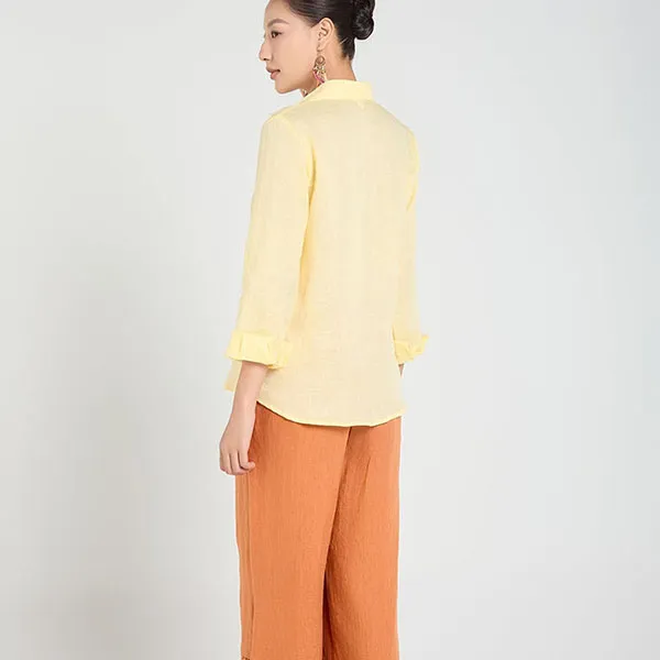 Áo Sơ Mi Nữ F2 Fashion & Freedom A Touch Of Effortless Elegance SMW360-VT-XXL-0325 Màu Vàng Tươi Size XXL