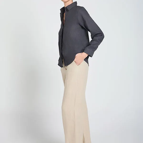 Áo Sơ Mi Nữ F2 Fashion & Freedom Linen A Touch Of Effortless Elegance SMW360-DN-S-0325 Màu Đen Nâu Size S