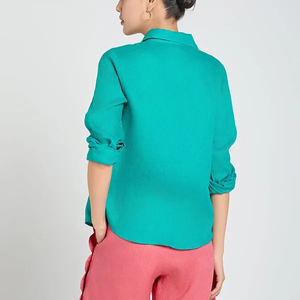 Áo Sơ Mi Nữ F2 Fashion & Freedom Linen A Touch Of Effortless Elegance SMW360-XK-S-0325 Màu Xanh Mòng Két Size S