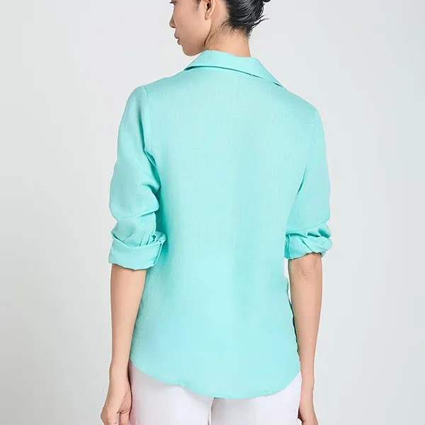 Áo Sơ Mi Nữ F2 Fashion & Freedom Linen A Touch Of Effortless Elegance SMW360-XKN-S-0325 Màu Xanh Ngọc Nhạt Size S