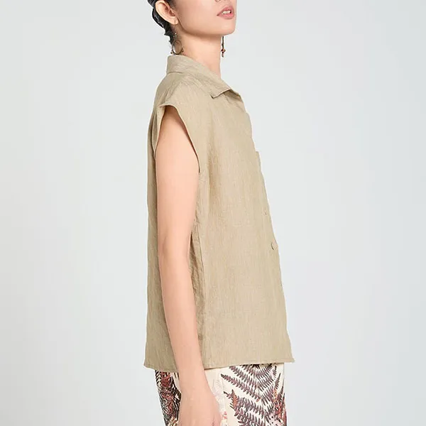 Áo Sơ Mi Nữ F2 Fashion & Freedom Linen Be A Touch Of Effortless Elegance SMW643-VMT-XXL Màu Nâu Be Size XXL