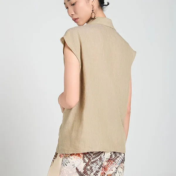 Áo Sơ Mi Nữ F2 Fashion & Freedom Linen Be A Touch Of Effortless Elegance SMW643-VMT-XXL Màu Nâu Be Size XXL