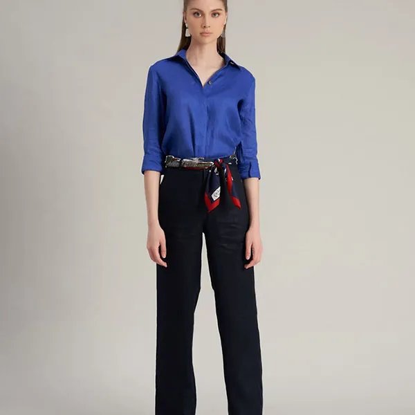 Áo Sơ Mi Nữ F2 Fashion & Freedom Linen Hello New Day SMW360-XCB-S-0323 Màu Xanh Coban Size S