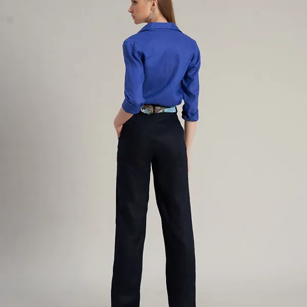 Áo Sơ Mi Nữ F2 Fashion & Freedom Linen Hello New Day SMW360-XCB-S-0323 Màu Xanh Coban Size S