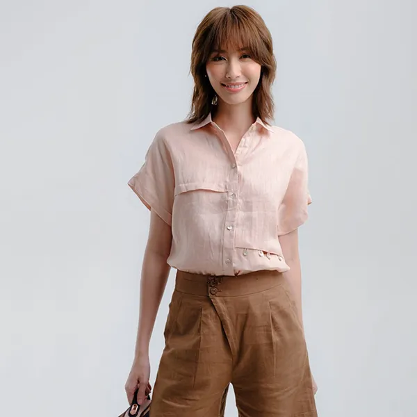 Áo Sơ Mi Nữ F2 Fashion & Freedom Linen Hương Mùa Hè AK497-H-S-1121 Màu Hồng Size S