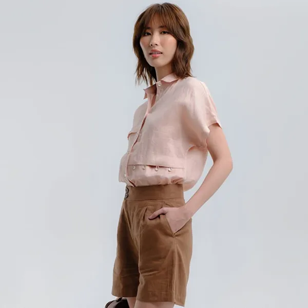 Áo Sơ Mi Nữ F2 Fashion & Freedom Linen Hương Mùa Hè AK497-H-S-1121 Màu Hồng Size S