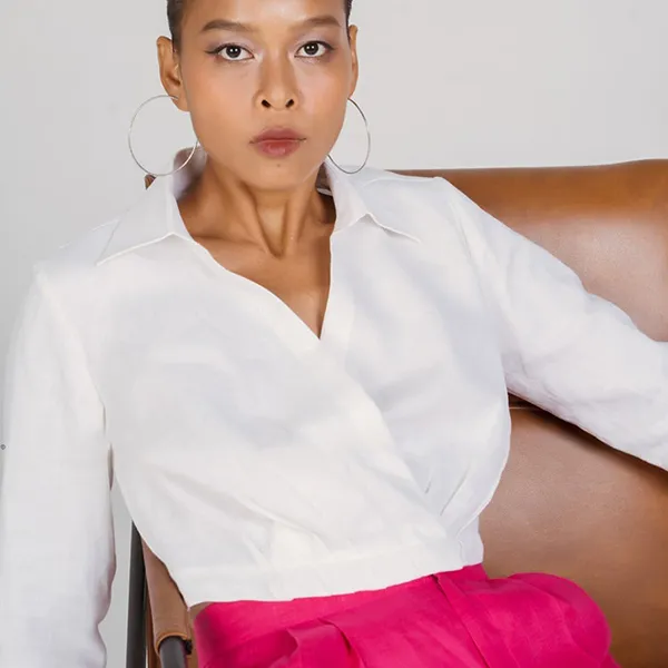 Áo Sơ Mi Nữ F2 Fashion & Freedom Linen New Linen New Horizon AK499-T-S-0322 Màu Trắng Size S