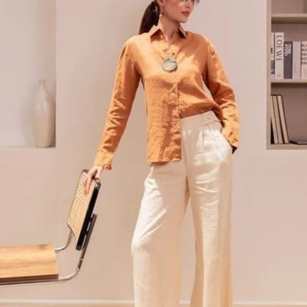 Áo Sơ Mi Nữ F2 Fashion & Freedom Linen SMW360-NC-S-0623 Màu Nâu Cam Size S