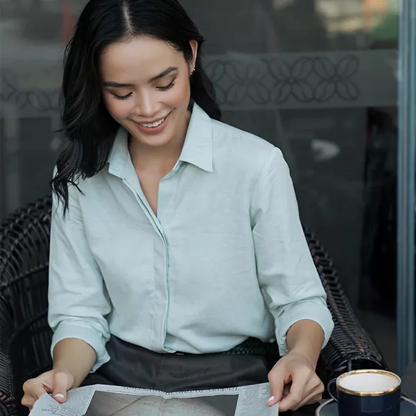 Áo Sơ Mi Nữ F2 Fashion & Freedom Linen SMW360-XBH-S Màu Xanh Bạc Hà Size S