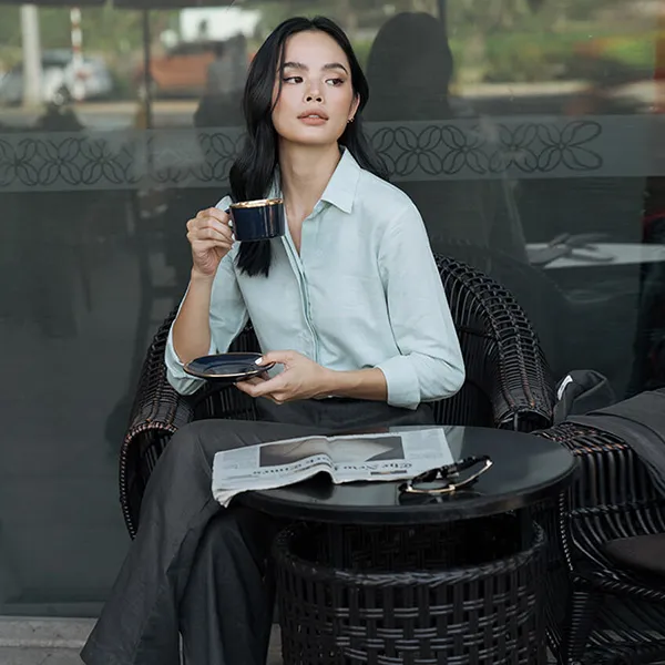 Áo Sơ Mi Nữ F2 Fashion & Freedom Linen SMW360-XBH-S Màu Xanh Bạc Hà Size S