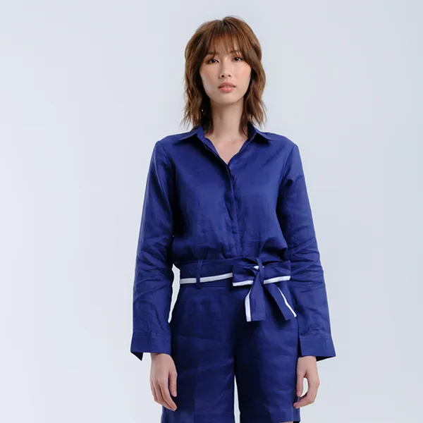 Áo Sơ Mi Nữ F2 Fashion & Freedom Linen SMW360-XD-S-0422 Màu Xanh Dương Size S