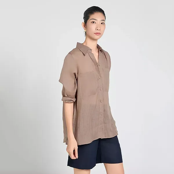 Áo Sơ Mi Nữ F2 Fashion & Freedom Linen SMW367-Nau Nhat-S-0424 Màu Nâu Nhạt Size S