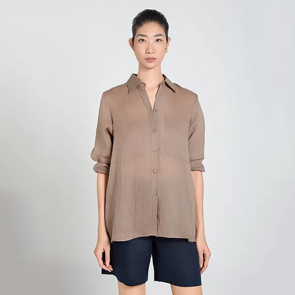 Áo Sơ Mi Nữ F2 Fashion & Freedom Linen SMW367-Nau Nhat-S-0424 Màu Nâu Nhạt Size S