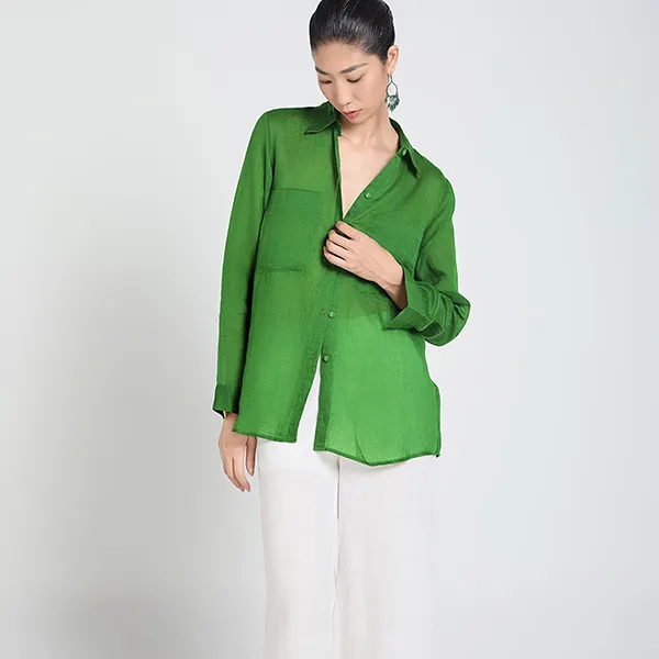 Áo Sơ Mi Nữ F2 Fashion & Freedom Linen SMW367-Xanh La-S-0424 Màu Xanh Lá Size S