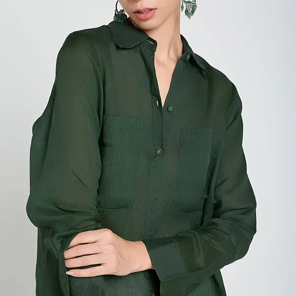 Áo Sơ Mi Nữ F2 Fashion & Freedom Linen SMW367-Xanh Nhot-S-0424 Màu Xanh Size S