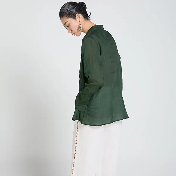 Áo Sơ Mi Nữ F2 Fashion & Freedom Linen SMW367-Xanh Nhot-S-0424 Màu Xanh Size S