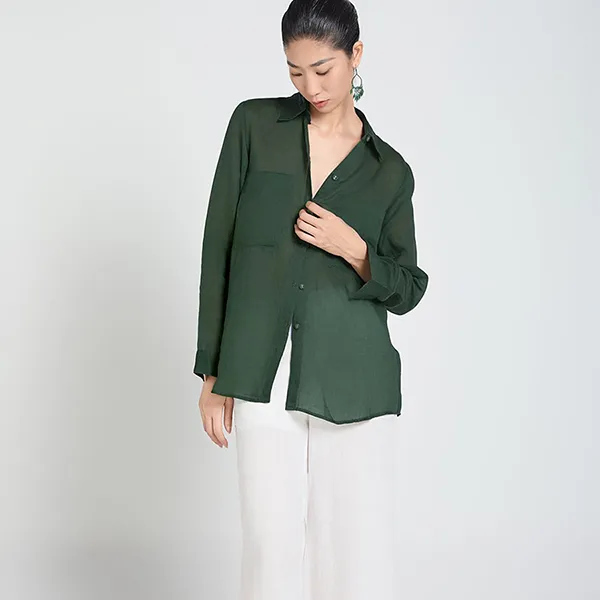 Áo Sơ Mi Nữ F2 Fashion & Freedom Linen SMW367-Xanh Nhot-S-0424 Màu Xanh Size S