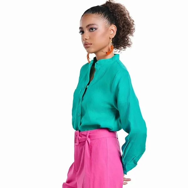 Áo Sơ Mi Nữ F2 Fashion & Freedom Linen SMW617-XK-S-0324 Màu Xanh Mòng Két Size S